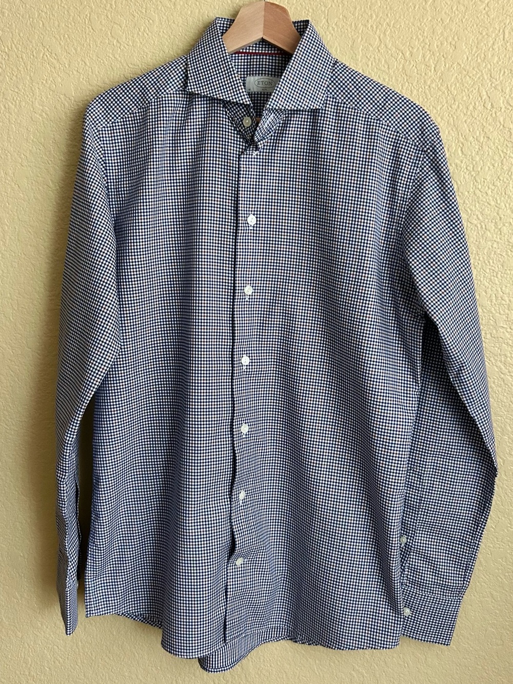 Eton Slim Micro-Check Long Sleeve Button Down Shirt